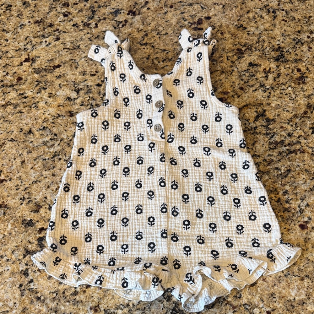 Rachel Zoe Cream Romper with Black Floral Print